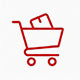 Red shopping cart icon on a white background