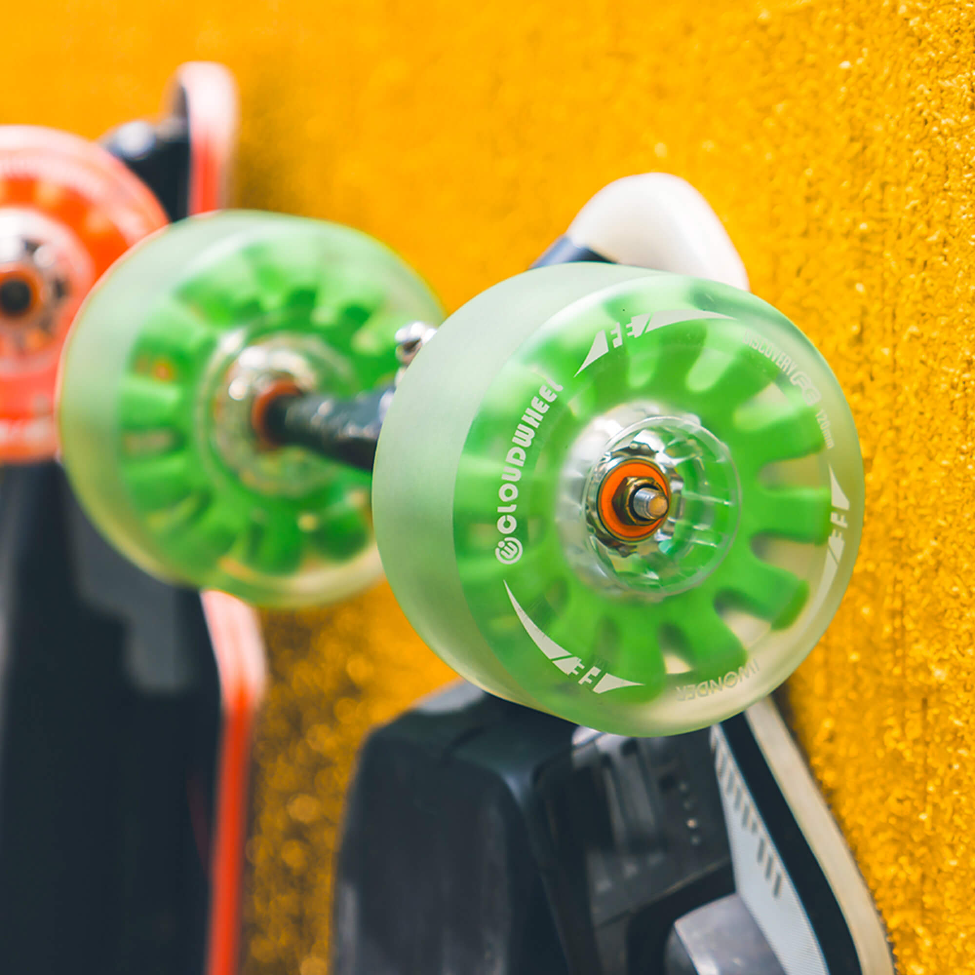 electric skateboard belt motor cloudwheels 120mm green