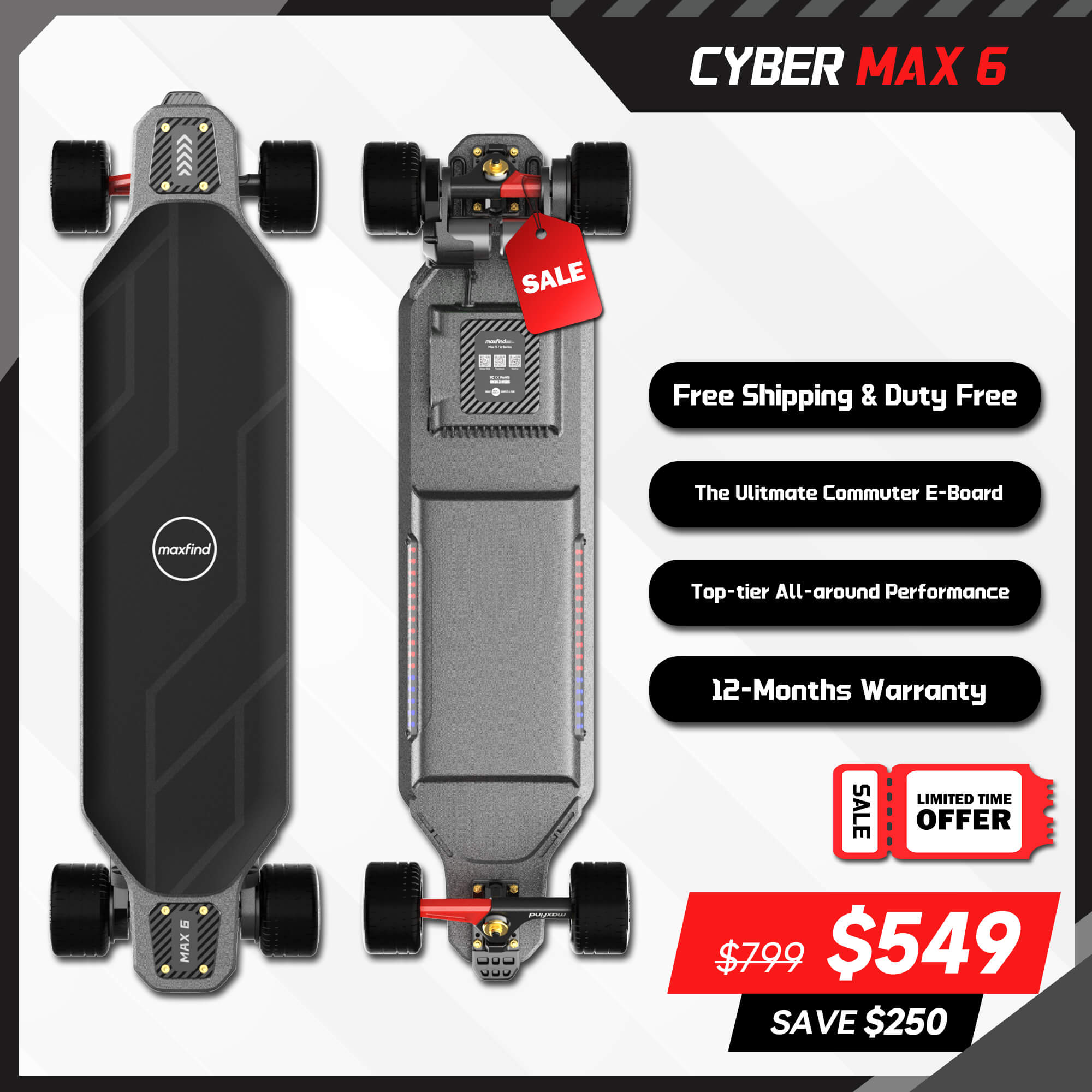 Good Electric Longboard Skateboard - MAXFIND CYBER MAX – Maxfind