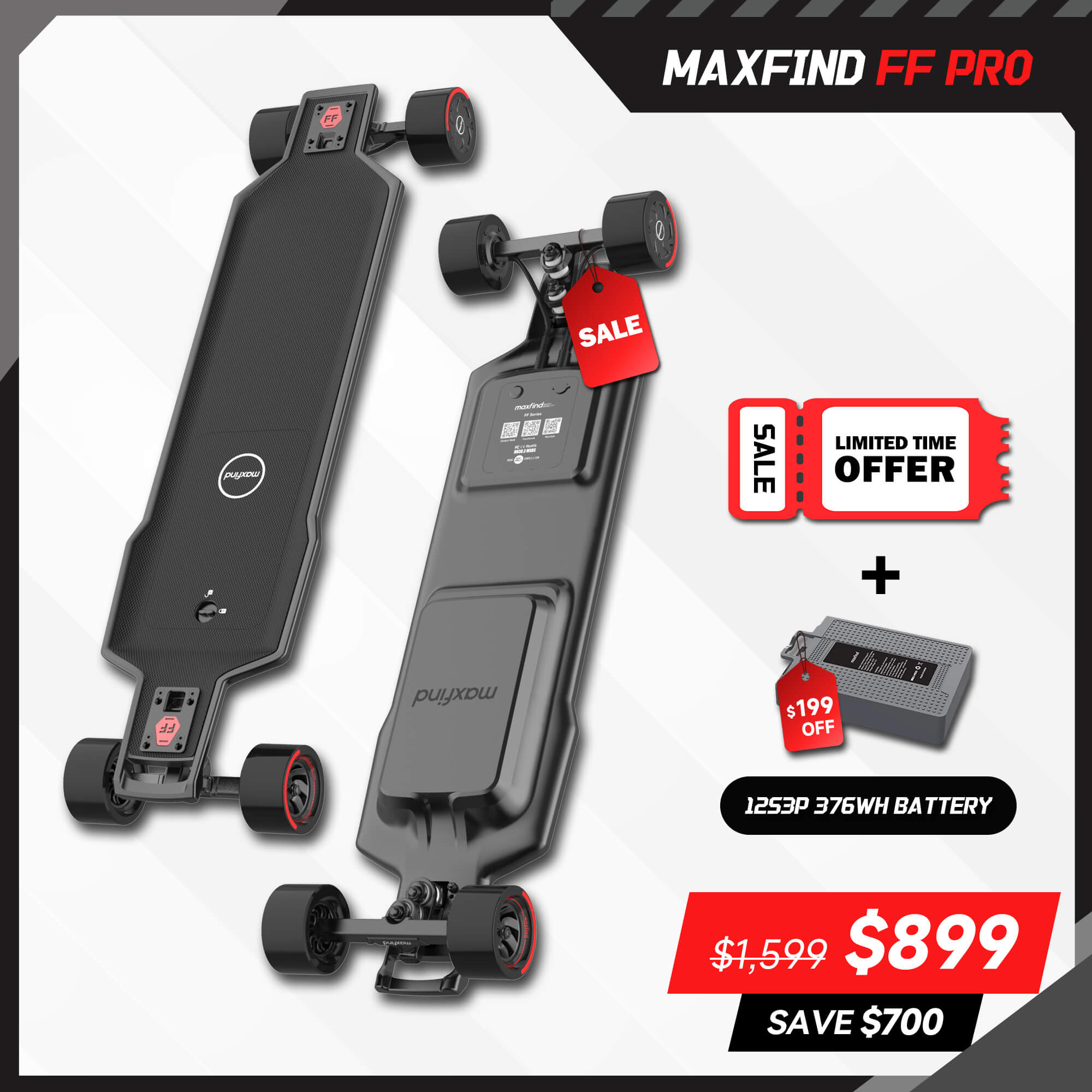 Remote Electric Skateboard Longboard Adults - MAXFIND FF PRO