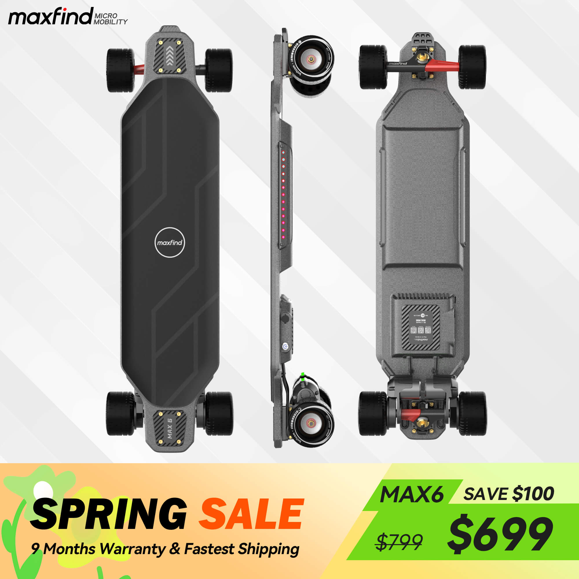 long range electric skateboard maxfind max6